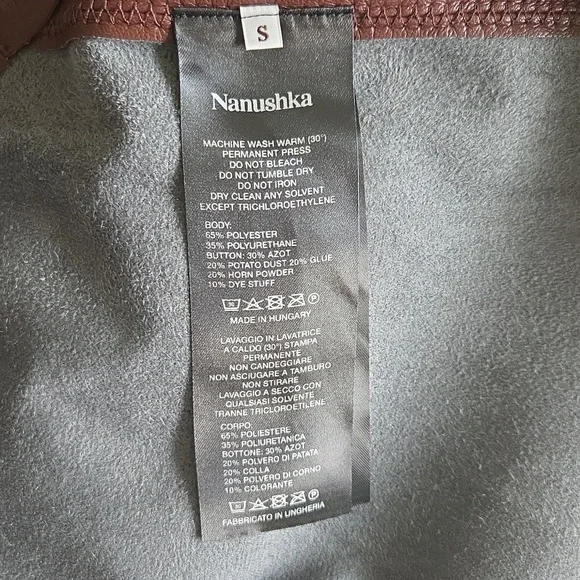 Nanushka Deep Brown Vegan Leather Mini Long Sleeves Dress Small - Picture 8 of 8